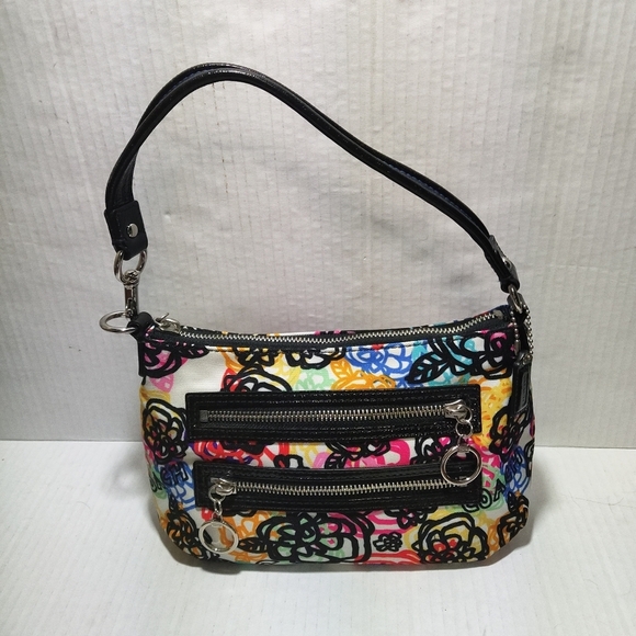 COACH Poppy Multicolor Scribble Graffiti Blossom Small Hobo Shoulder Bag Y2K New - Picture 4 of 16